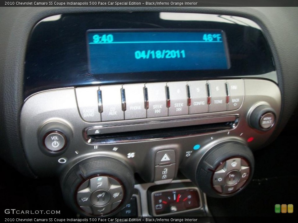 Black/Inferno Orange Interior Controls for the 2010 Chevrolet Camaro SS Coupe Indianapolis 500 Pace Car Special Edition #48218074