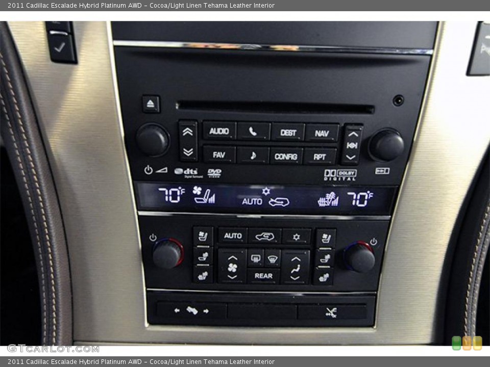 Cocoa/Light Linen Tehama Leather Interior Controls for the 2011 Cadillac Escalade Hybrid Platinum AWD #48236940