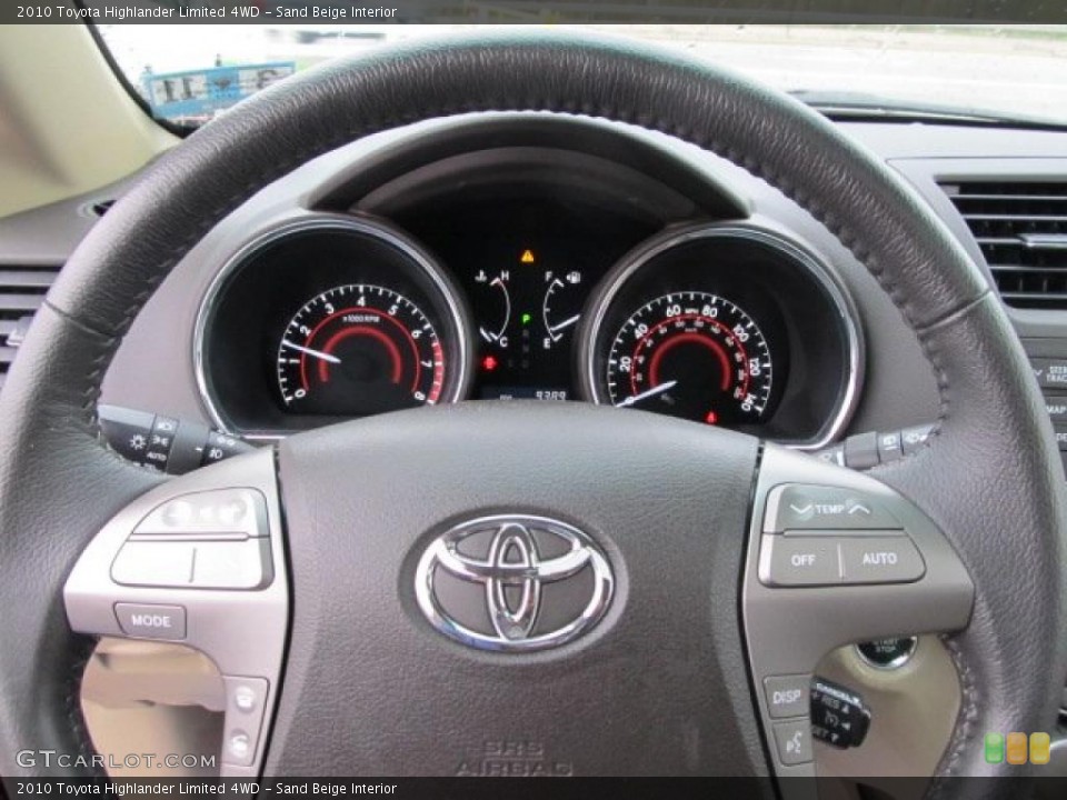 Sand Beige Interior Steering Wheel for the 2010 Toyota Highlander Limited 4WD #48265668