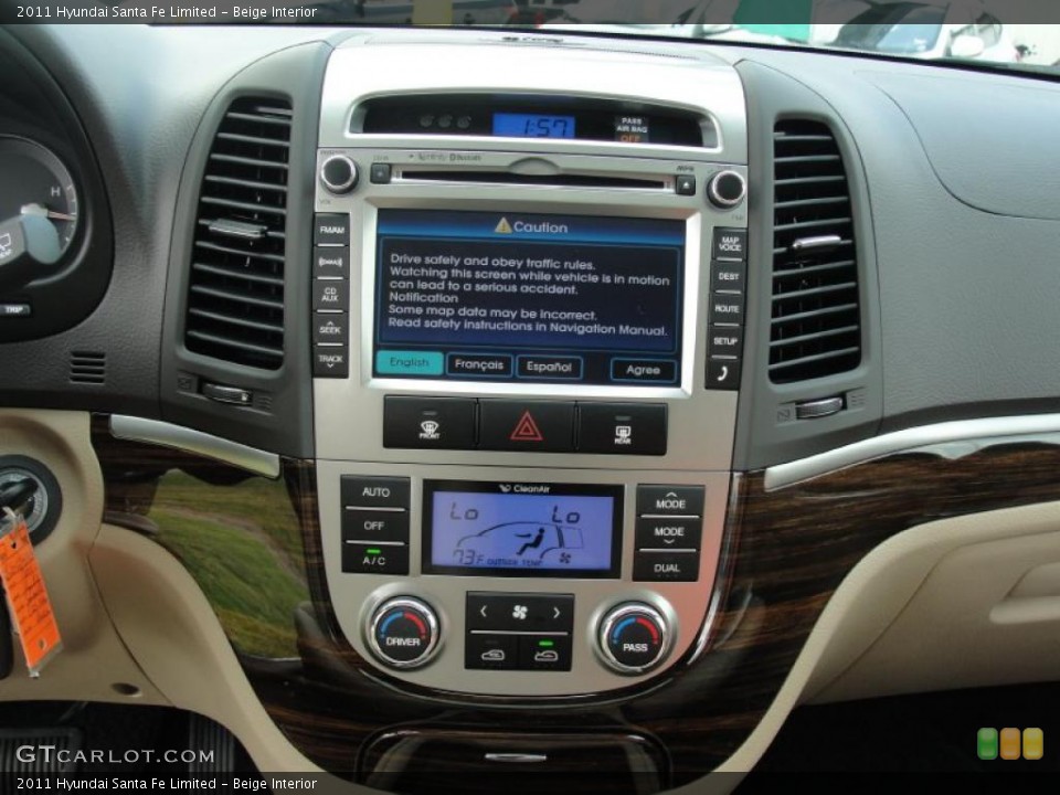 Beige Interior Controls for the 2011 Hyundai Santa Fe Limited #48276523