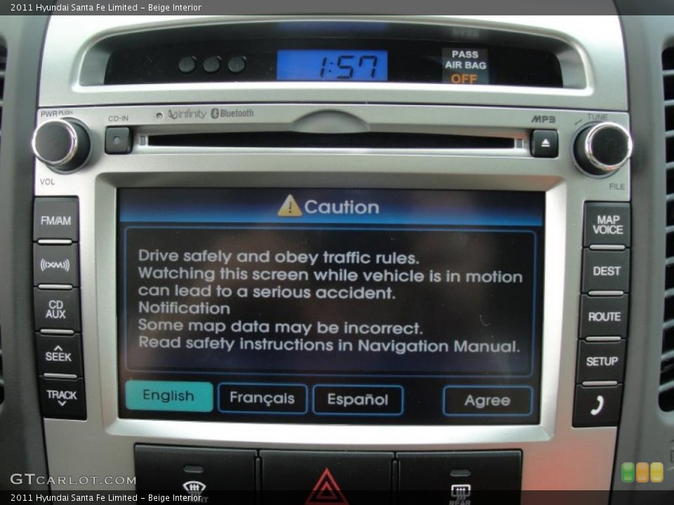 Beige Interior Controls for the 2011 Hyundai Santa Fe Limited #48276535