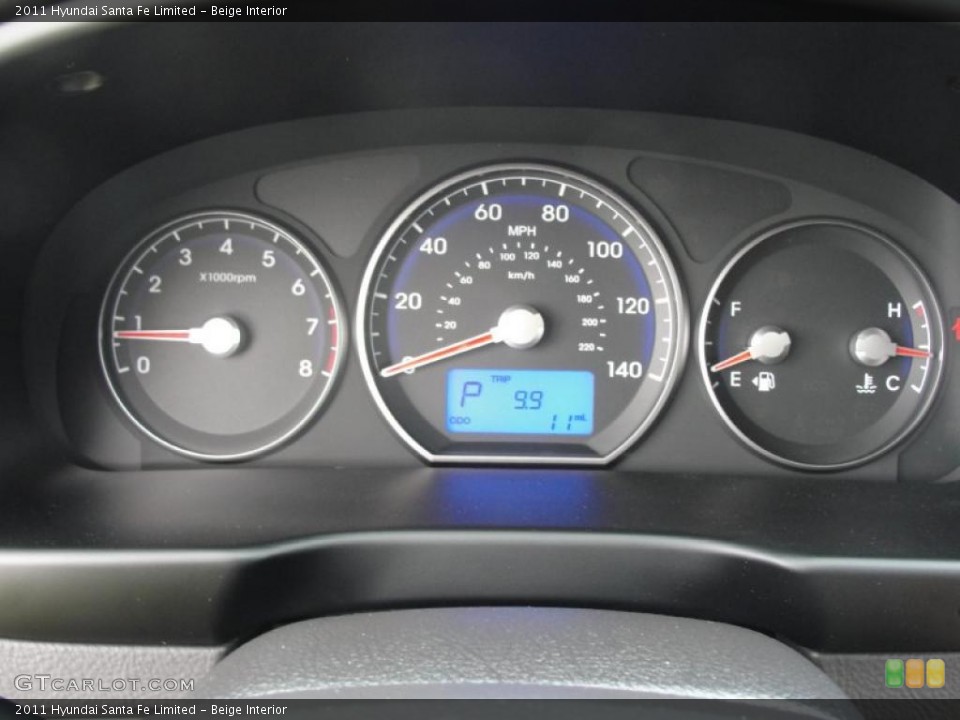 Beige Interior Gauges for the 2011 Hyundai Santa Fe Limited #48276610