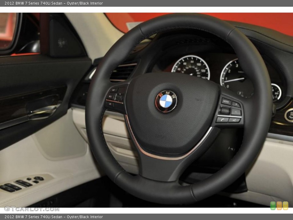 Oyster/Black Interior Steering Wheel for the 2012 BMW 7 Series 740Li Sedan #48330328