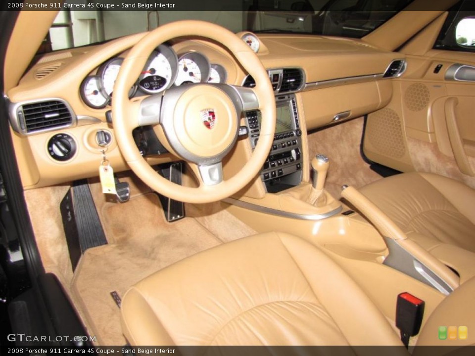 Sand Beige Interior Dashboard for the 2008 Porsche 911 Carrera 4S Coupe #48348961
