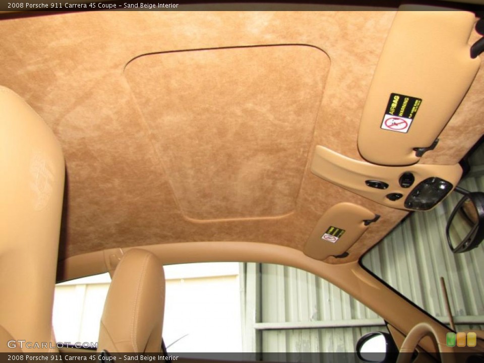 Sand Beige Interior Sunroof for the 2008 Porsche 911 Carrera 4S Coupe #48349054