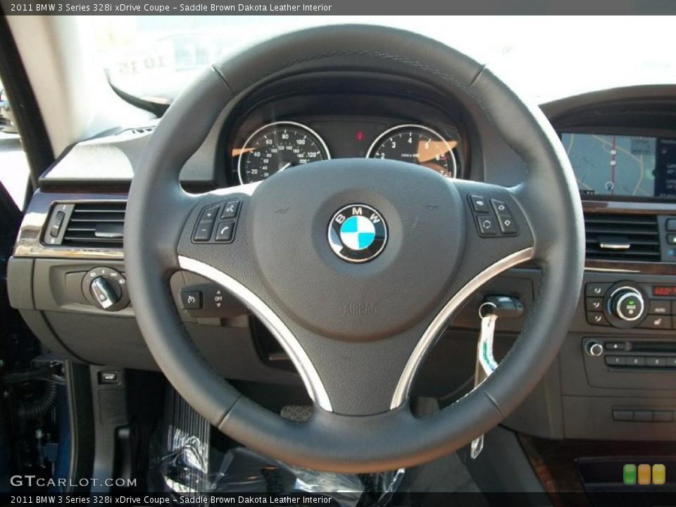 Saddle Brown Dakota Leather Interior Steering Wheel for the 2011 BMW 3 Series 328i xDrive Coupe #48364816