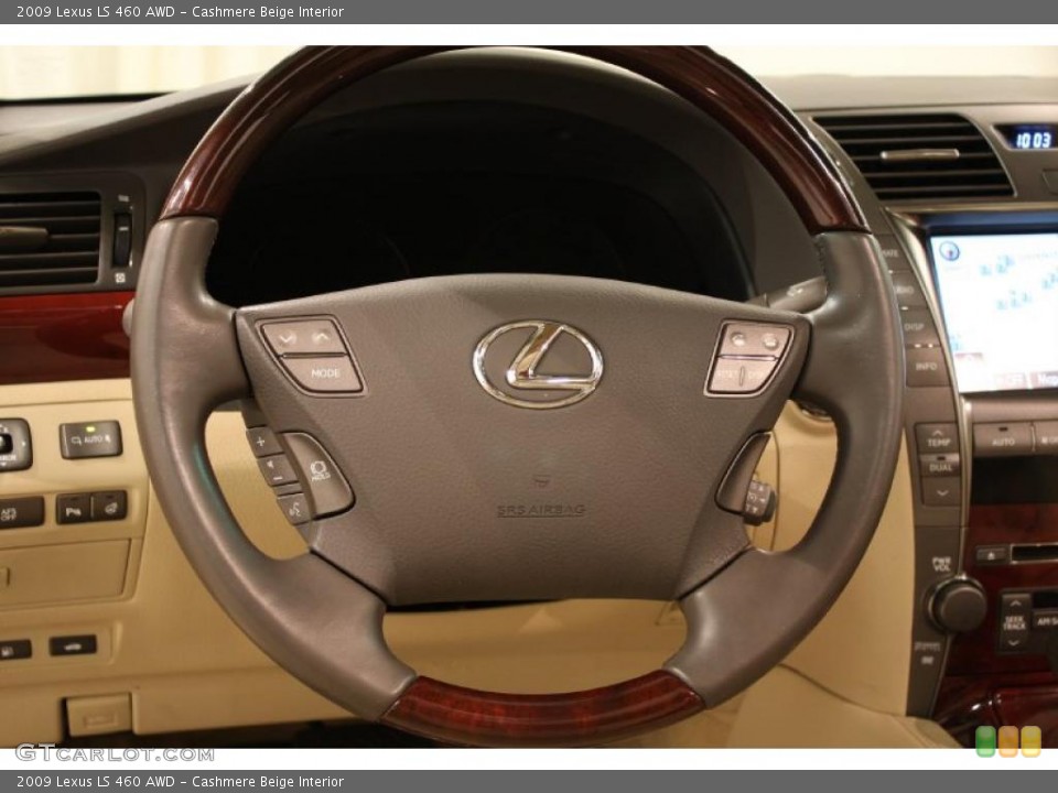 Cashmere Beige Interior Steering Wheel for the 2009 Lexus LS 460 AWD #48373937