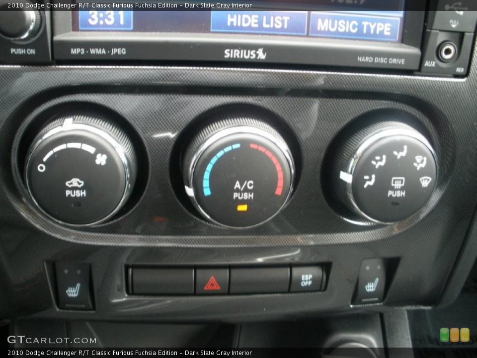 Dark Slate Gray Interior Controls for the 2010 Dodge Challenger R/T Classic Furious Fuchsia Edition #48378920