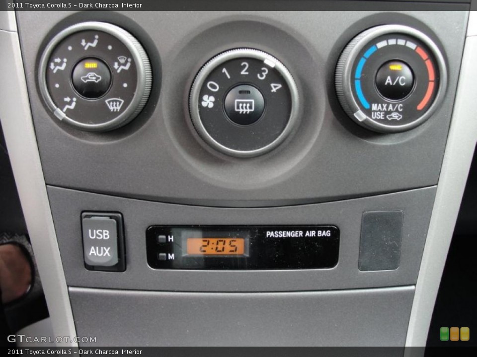 Dark Charcoal Interior Controls for the 2011 Toyota Corolla S #48380753