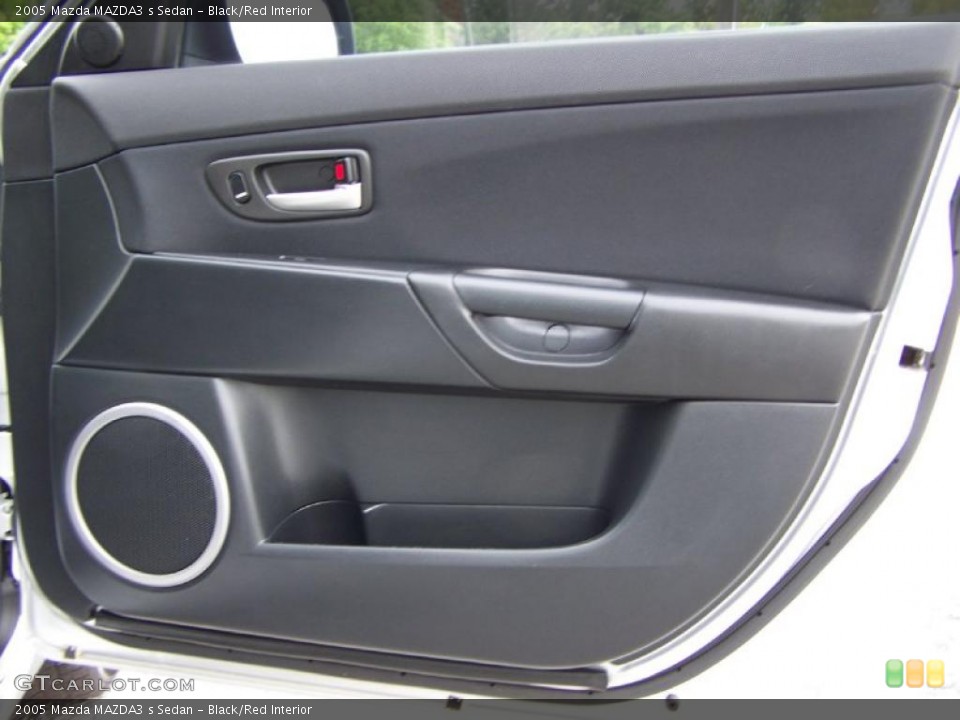 Black/Red Interior Door Panel for the 2005 Mazda MAZDA3 s Sedan #48393057