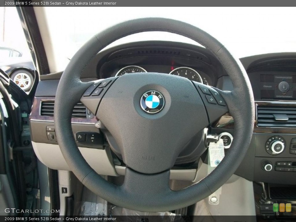 Grey Dakota Leather Interior Steering Wheel for the 2009 BMW 5 Series 528i Sedan #48397152