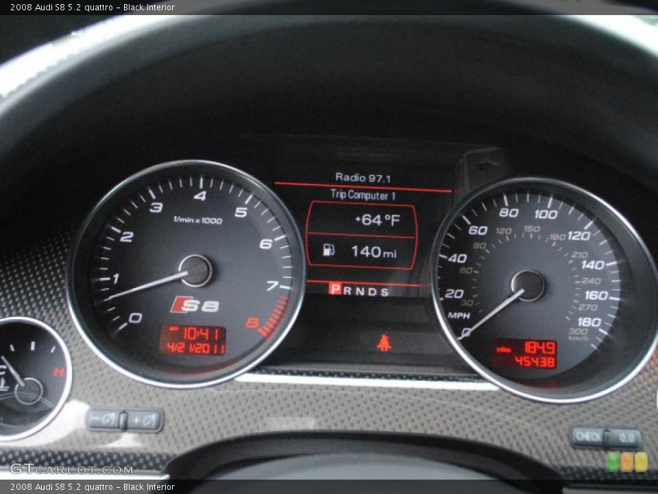 Black Interior Gauges for the 2008 Audi S8 5.2 quattro #48408391