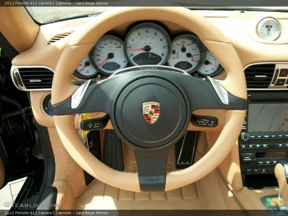 Sand Beige Interior Steering Wheel for the 2011 Porsche 911 Carrera S Cabriolet #48463452