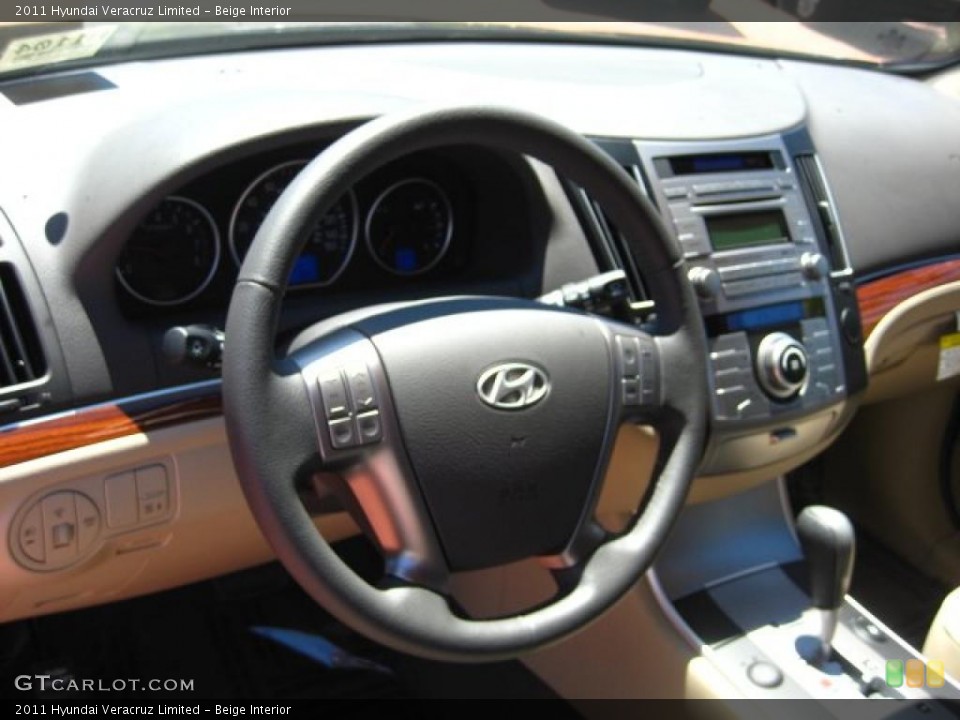 Beige Interior Steering Wheel for the 2011 Hyundai Veracruz Limited #48481062