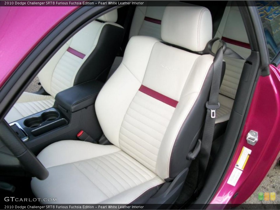 Pearl White Leather Interior Photo for the 2010 Dodge Challenger SRT8 Furious Fuchsia Edition #48506532