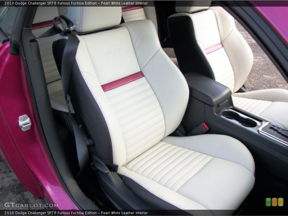 Pearl White Leather Interior Photo for the 2010 Dodge Challenger SRT8 Furious Fuchsia Edition #48506574