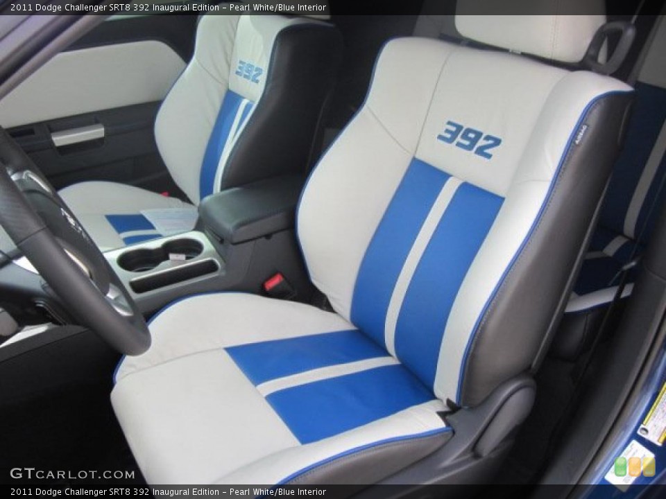 Pearl White/Blue Interior Photo for the 2011 Dodge Challenger SRT8 392 Inaugural Edition #48519406