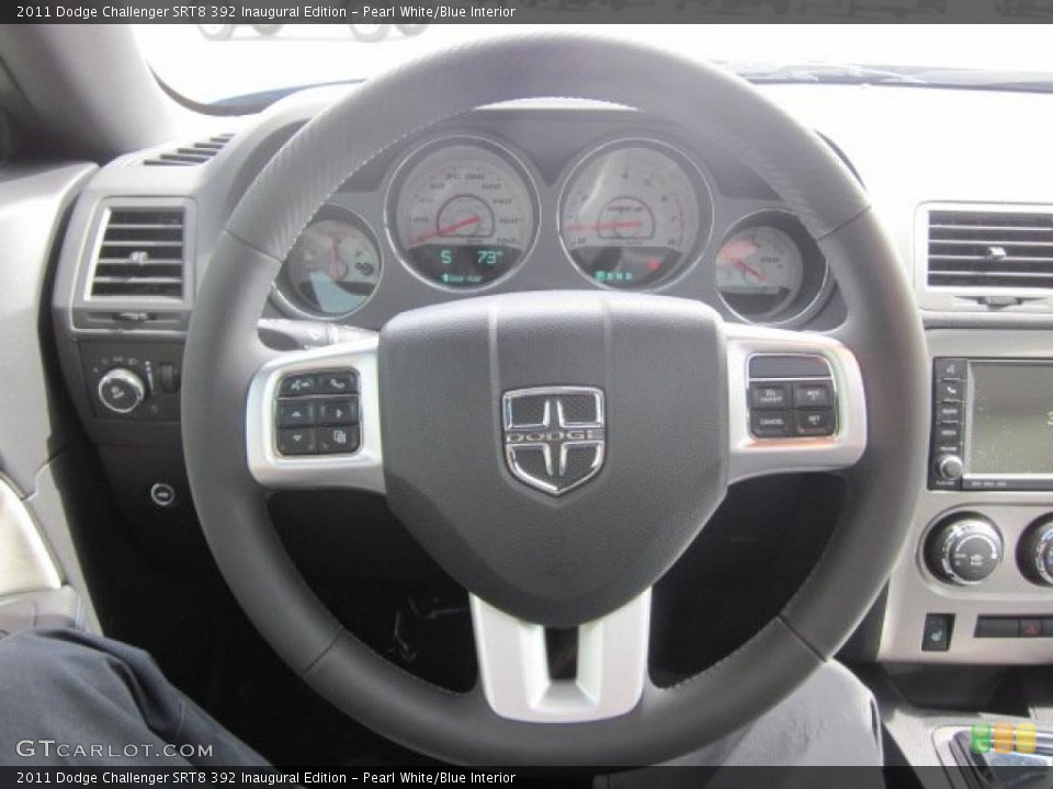 Pearl White/Blue Interior Steering Wheel for the 2011 Dodge Challenger SRT8 392 Inaugural Edition #48519457