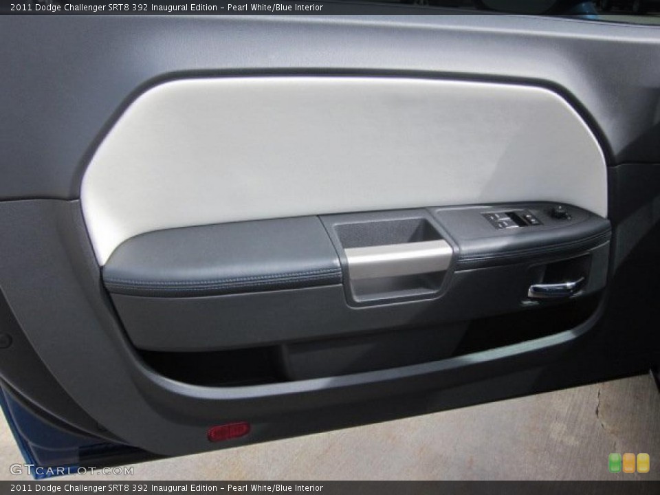 Pearl White/Blue Interior Door Panel for the 2011 Dodge Challenger SRT8 392 Inaugural Edition #48519463