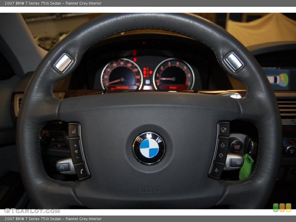 Flannel Grey Interior Steering Wheel for the 2007 BMW 7 Series 750i Sedan #48545369