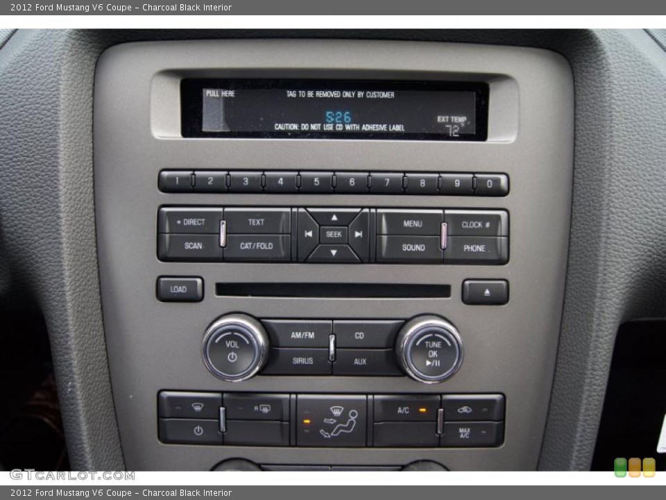 Charcoal Black Interior Controls for the 2012 Ford Mustang V6 Coupe #48583462