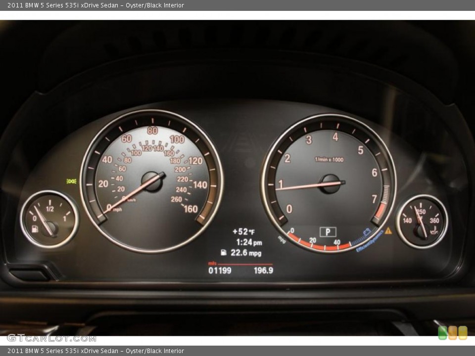 Oyster/Black Interior Gauges for the 2011 BMW 5 Series 535i xDrive Sedan #48611681