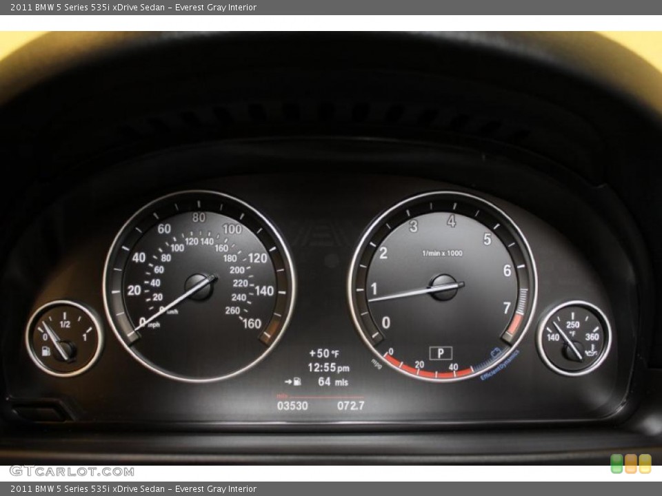 Everest Gray Interior Gauges for the 2011 BMW 5 Series 535i xDrive Sedan #48612395