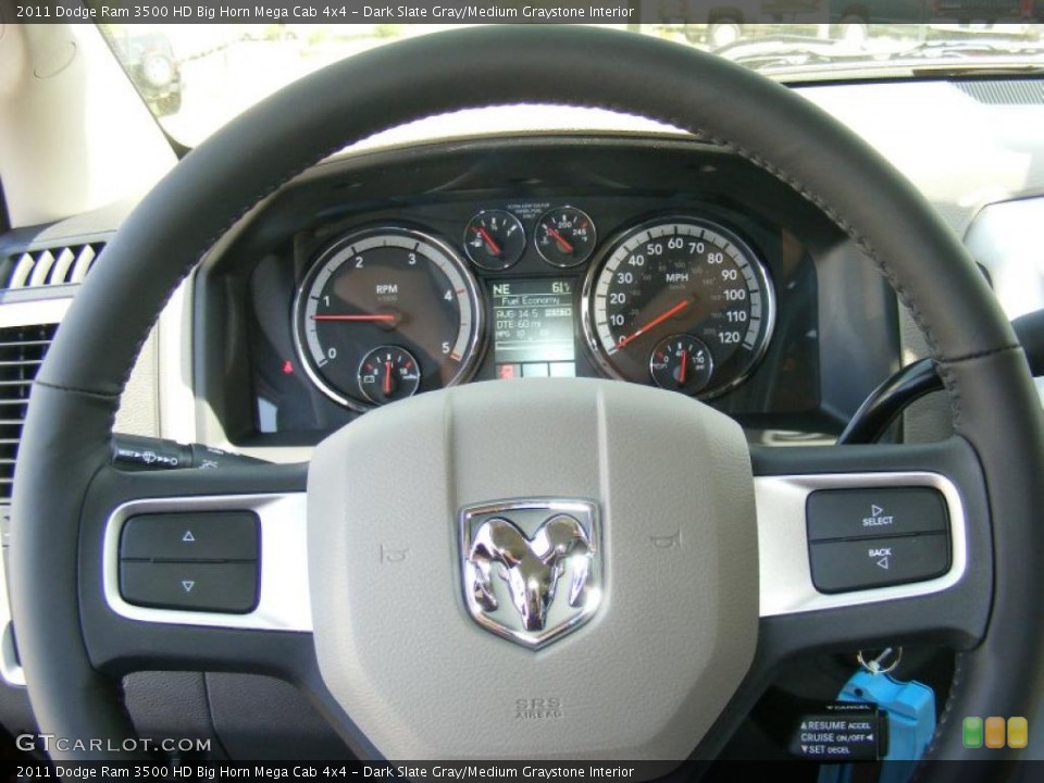 Dark Slate Gray/Medium Graystone Interior Steering Wheel for the 2011 Dodge Ram 3500 HD Big Horn Mega Cab 4x4 #48647449