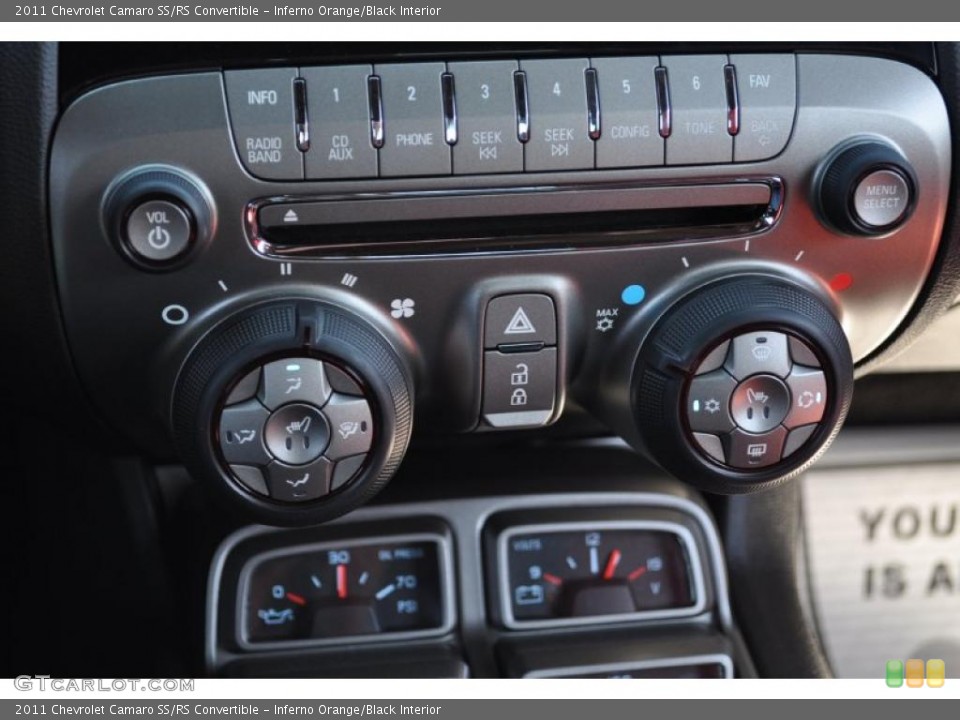 Inferno Orange/Black Interior Controls for the 2011 Chevrolet Camaro SS/RS Convertible #48674478