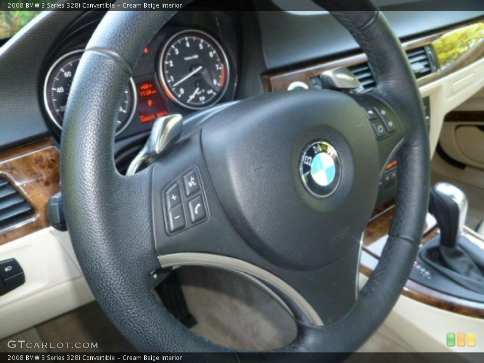 Cream Beige Interior Steering Wheel for the 2008 BMW 3 Series 328i Convertible #48690362