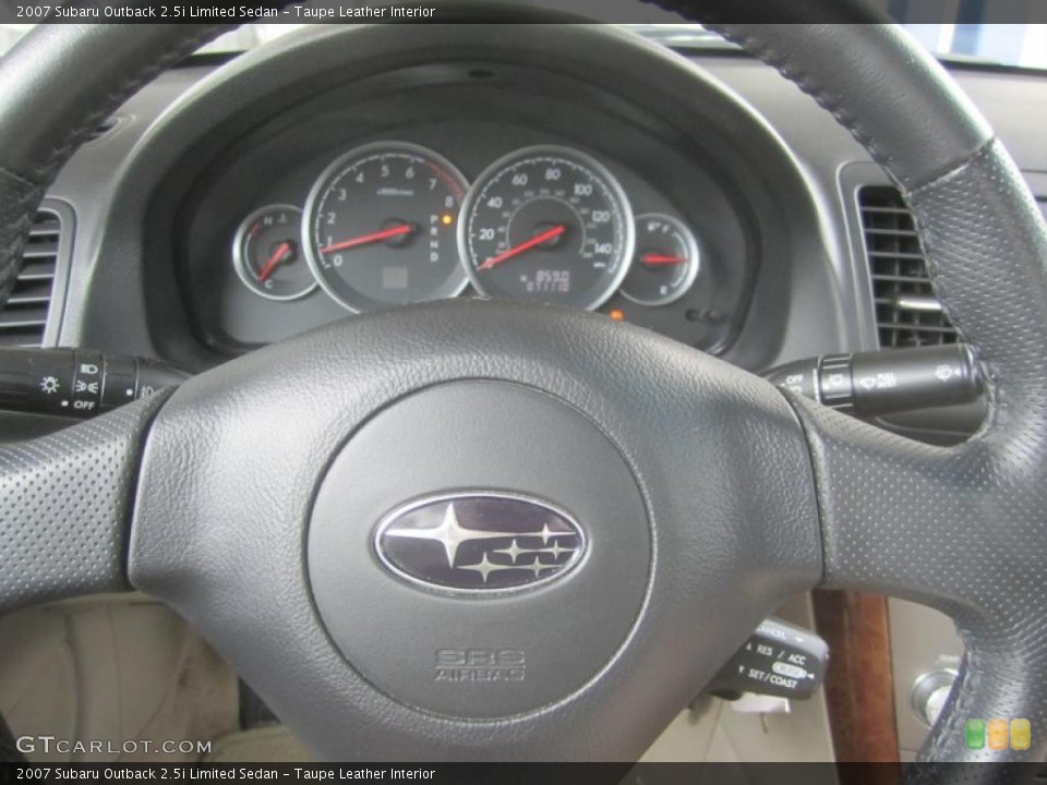 Taupe Leather Interior Steering Wheel for the 2007 Subaru Outback 2.5i Limited Sedan #48794552