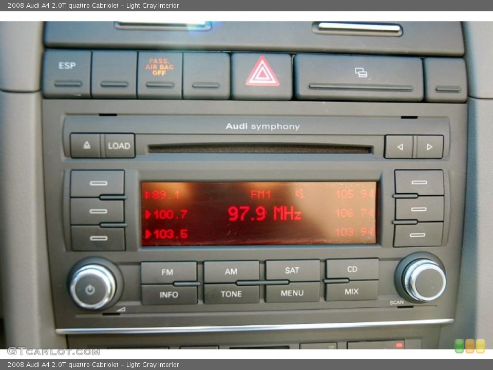 Light Gray Interior Controls for the 2008 Audi A4 2.0T quattro Cabriolet #48820668