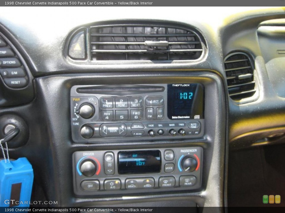 Yellow/Black Interior Controls for the 1998 Chevrolet Corvette Indianapolis 500 Pace Car Convertible #48835923