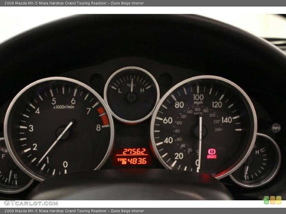 Dune Beige Interior Controls for the 2009 Mazda MX-5 Miata Hardtop Grand Touring Roadster #48865336