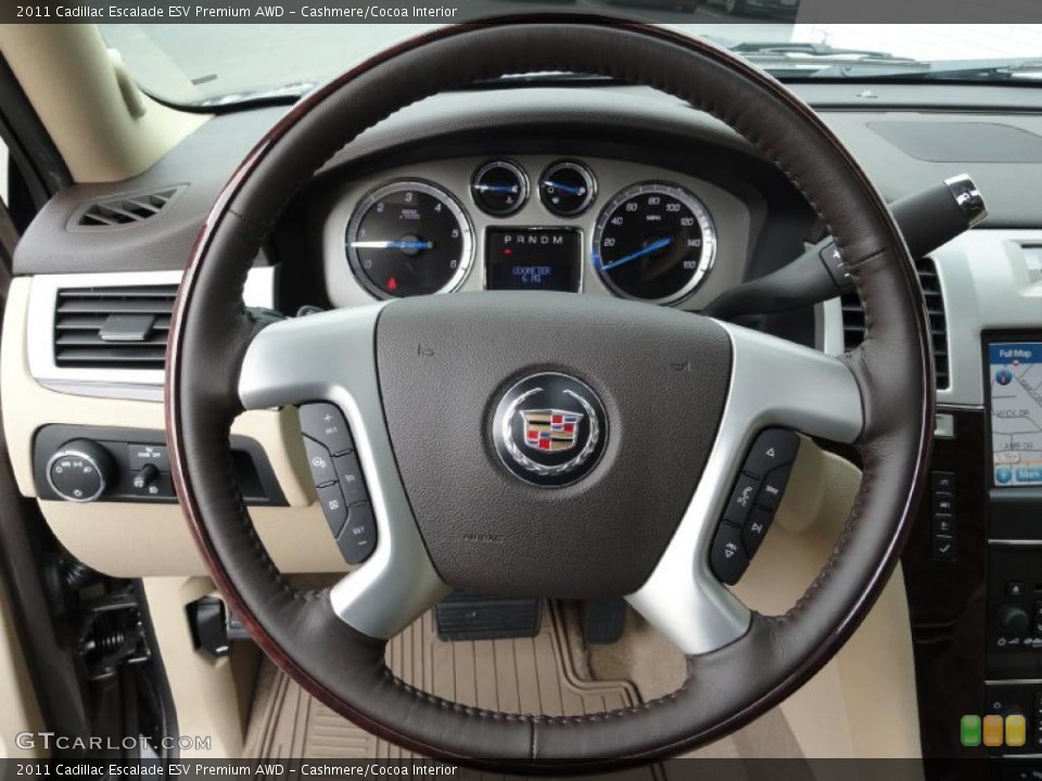 Cashmere/Cocoa Interior Steering Wheel for the 2011 Cadillac Escalade ESV Premium AWD #48910986