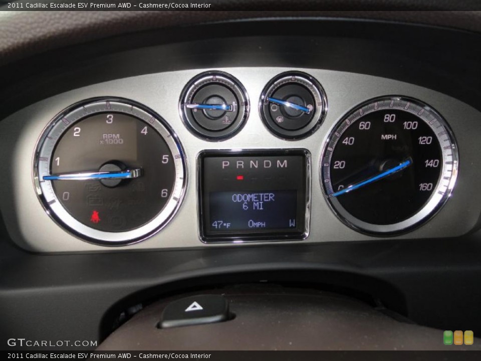 Cashmere/Cocoa Interior Gauges for the 2011 Cadillac Escalade ESV Premium AWD #48911028