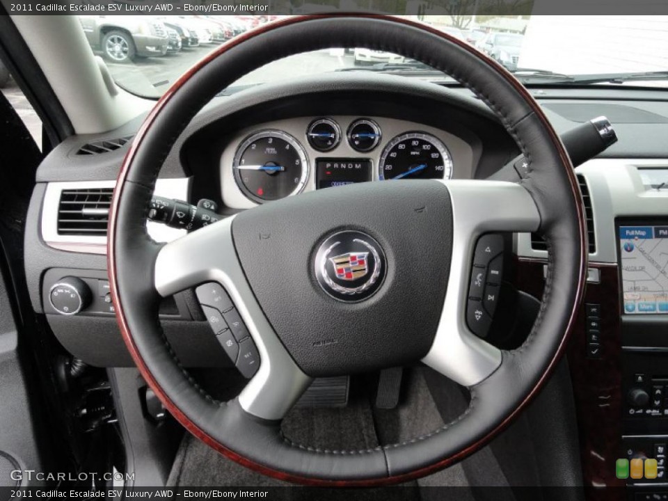Ebony/Ebony Interior Steering Wheel for the 2011 Cadillac Escalade ESV Luxury AWD #48911244