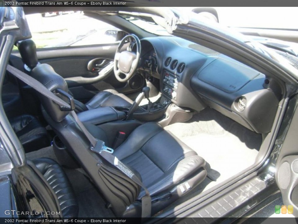 Ebony Black Interior Photo for the 2002 Pontiac Firebird Trans Am WS-6 Coupe #48931546