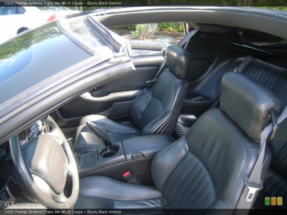 Ebony Black Interior Photo for the 2002 Pontiac Firebird Trans Am WS-6 Coupe #48931618