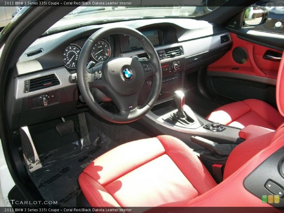 Coral Red/Black Dakota Leather Interior Prime Interior for the 2011 BMW 3 Series 335i Coupe #48972023