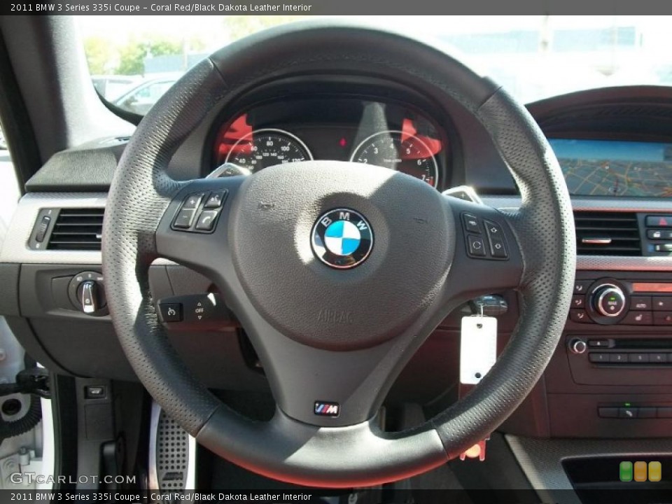 Coral Red/Black Dakota Leather Interior Steering Wheel for the 2011 BMW 3 Series 335i Coupe #48972083
