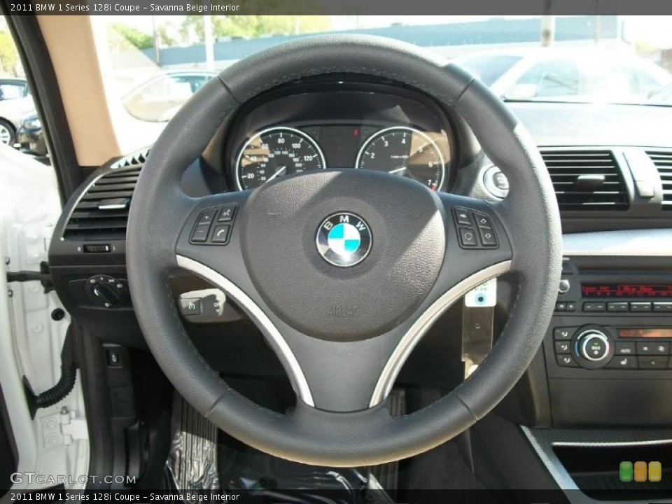 Savanna Beige Interior Steering Wheel for the 2011 BMW 1 Series 128i Coupe #48972602