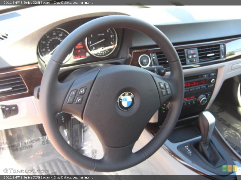 Gray Dakota Leather Interior Steering Wheel for the 2011 BMW 3 Series 328i Sedan #48974147