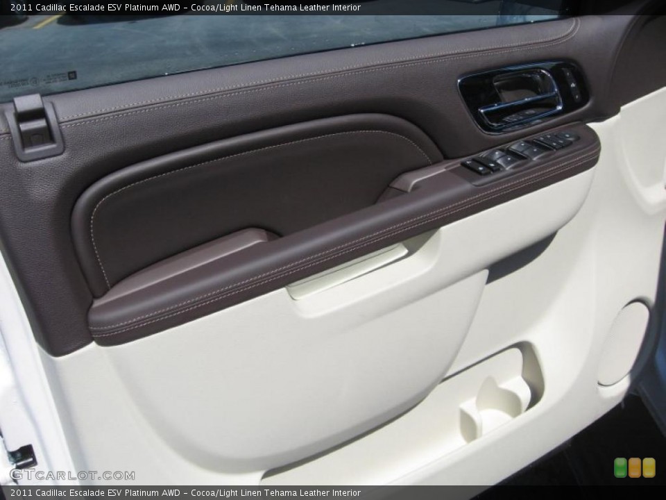 Cocoa/Light Linen Tehama Leather Interior Door Panel for the 2011 Cadillac Escalade ESV Platinum AWD #48992843