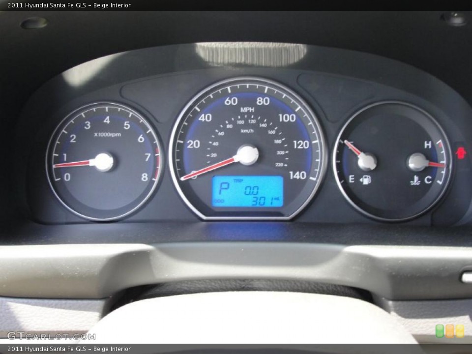 Beige Interior Gauges for the 2011 Hyundai Santa Fe GLS #48999245