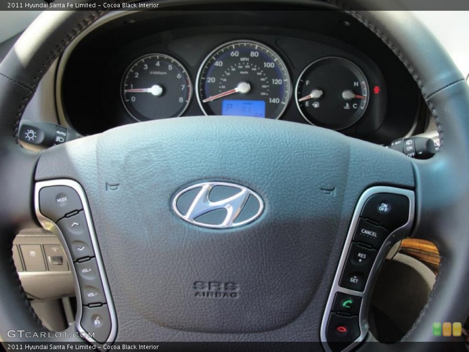Cocoa Black Interior Steering Wheel for the 2011 Hyundai Santa Fe Limited #49000397