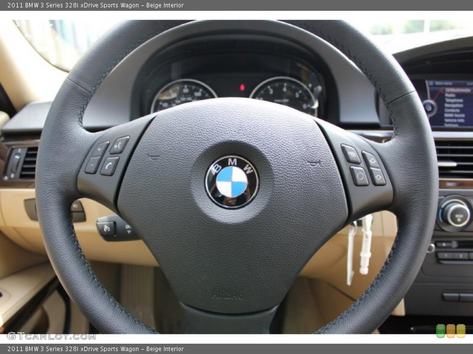 Beige Interior Steering Wheel for the 2011 BMW 3 Series 328i xDrive Sports Wagon #49026715
