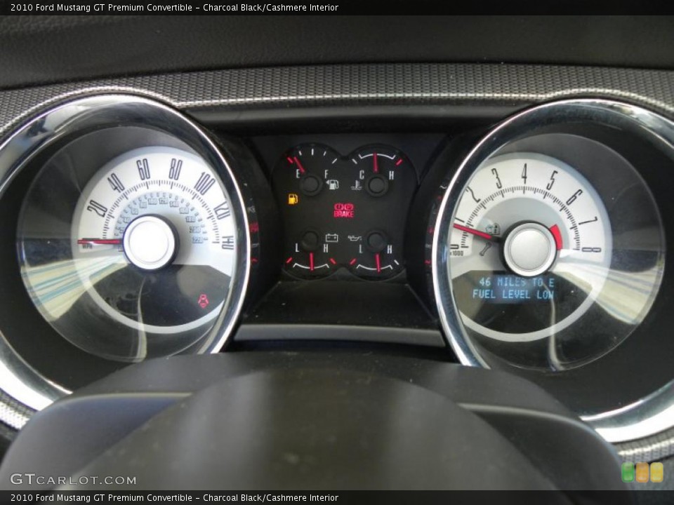 Charcoal Black/Cashmere Interior Gauges for the 2010 Ford Mustang GT Premium Convertible #49028586