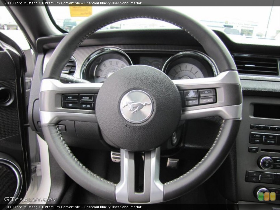 Charcoal Black/Silver Soho Interior Steering Wheel for the 2010 Ford Mustang GT Premium Convertible #49041915