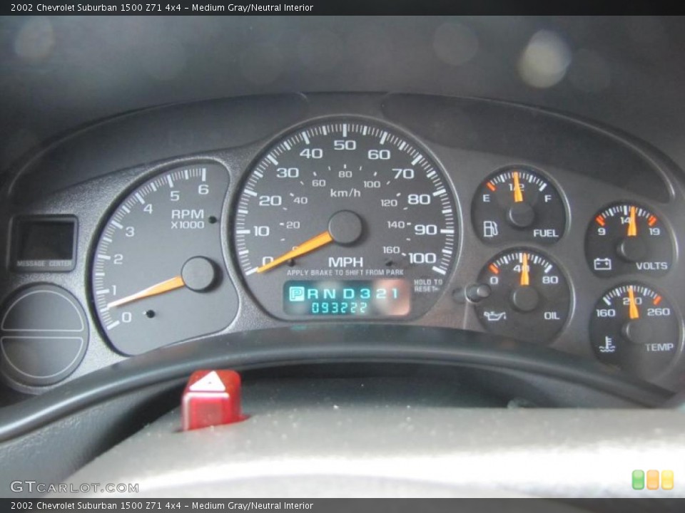Medium Gray/Neutral Interior Gauges for the 2002 Chevrolet Suburban 1500 Z71 4x4 #49058924